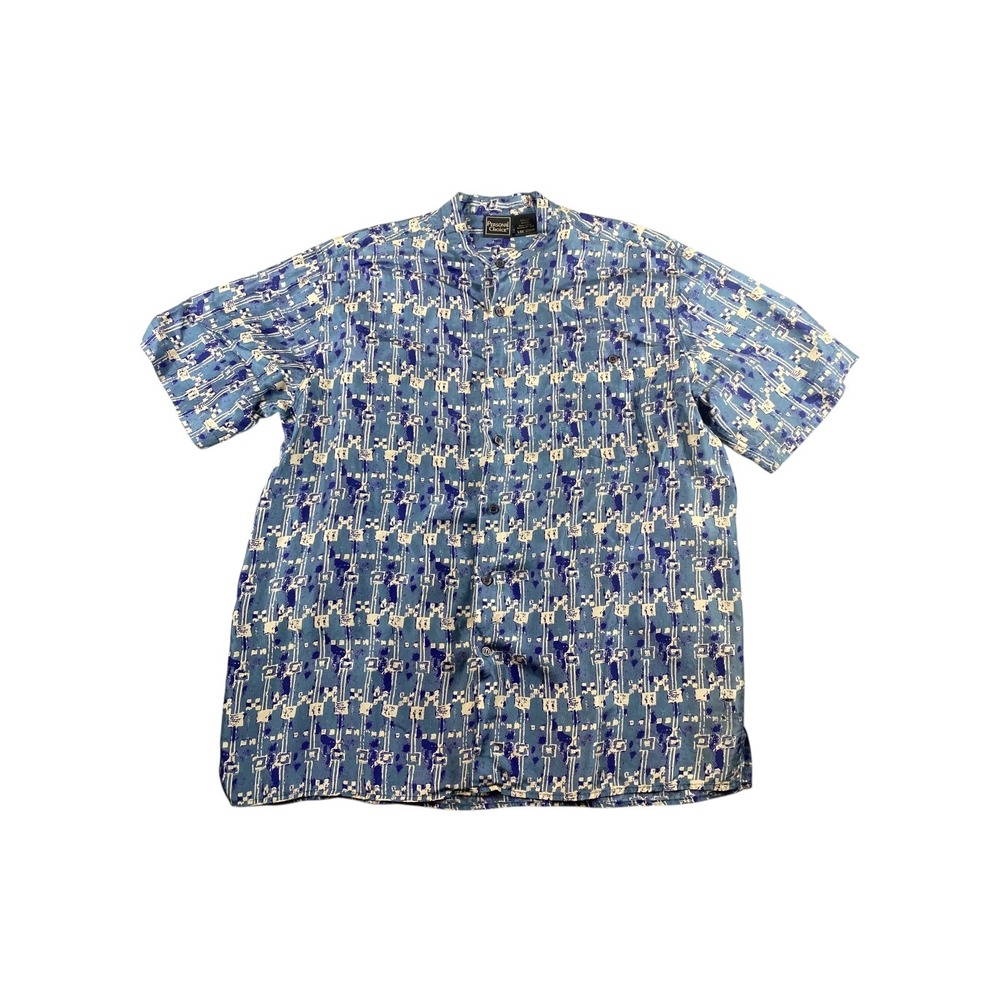Personal‎ Choice Mens Large Silk Button Down SS Abstract Print Shirt LGE